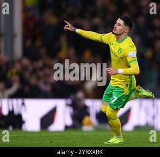 Borja Sainz di Norwich City festeggia dopo aver segnato il suo secondo gol e quello di Norwich City per arrivare 2-0 - Norwich City contro Plymouth Argyle, Sky Bet Championship, Carrow Road, Norwich, UK - 26 novembre 2024 solo uso editoriale - si applicano restrizioni DataCo Foto Stock