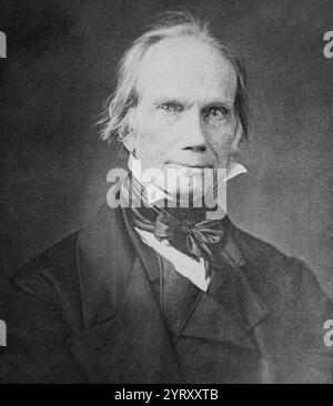 Henry Clay Sr. (1777 1852) è stato un avvocato e statista statunitense che rappresentò il Kentucky sia al Senato degli Stati Uniti che alla camera dei rappresentanti. È stato il settimo oratore della camera e il nono segretario di Stato. Si candidò senza successo alle elezioni presidenziali del 1824, del 1832 e del 1844. Aiutò a fondare sia il Partito Repubblicano Nazionale che il Partito Whig. Foto Stock