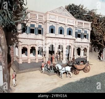 Modello di diorama che raffigura un insediamento coloniale olandese a Paramaribo, Suriname o Guyana olandese. Intorno al 1810 Foto Stock