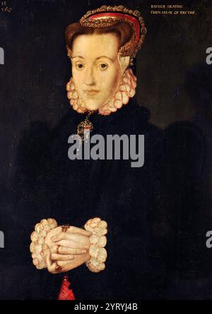 Anne Askew (1521 - 1546), fu uno scrittore, poeta e predicatore protestante inglese che fu condannato come eretico durante il regno di Enrico VIII d'Inghilterra. Ritratto di Hans Eworth Foto Stock