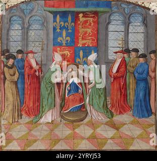 Enrico vi incoronò re d'Inghilterra nell'Abbazia di Westminster il 6 novembre 1429 all'età di 7 anni, seguito dalla sua incoronazione come re di Francia a Notre-Dame de Paris il 16 dicembre 1431, all'età di 10 anni. [1] fu l'unico re inglese ad essere incoronato re sia in Inghilterra che in Francia. Foto Stock