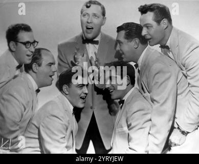 Bill Haley e le sue comete nel 1956. Da sinistra a destra: Rudy Pompilli, Billy Williamson, al Rex, Bill Haley, Johnny grande, Ralph Jones e Franny Beecher Foto Stock