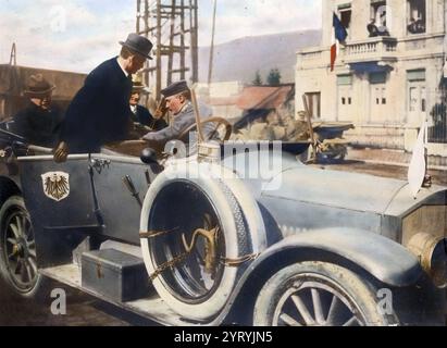 L'arrivo dei delegati dell'armistizio tedesco a Compi?gne. 1918 Foto Stock