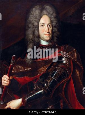 Ritratto dell'imperatore Carlo vi attribuito alla bottega di Jacob van Schuppen (1670?1751). Carlo vi (1685? 1740) fu imperatore del Sacro Romano Impero e sovrano della monarchia asburgica austriaca dal 1711 fino alla sua morte. Egli reclamò senza successo il trono di Spagna dopo la morte del suo parente, Carlo II Foto Stock