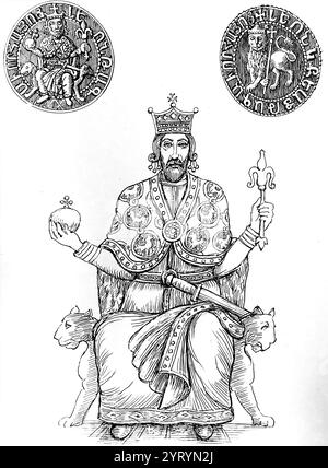 Leone i, signore della Cilicia armena reinò 1129/1130?1137. Espanse il suo dominio sulle pianure della Cilicia e persino sulle coste del Mediterraneo. Al suo tempo, le relazioni tra gli armeni e i Franchi (i Crociati), due ex alleati, non erano sempre cortesi come prima: Una delle principali cause di dissenso tra di loro era la proprietà delle roccaforti dell'Amanus meridionale, e sulle vicine coste del Golfo di Alessandretta. Leone fu catturato dopo essere stato invitato ad un incontro dall'imperatore bizantino Giovanni II Comneno, che aveva giurato una falsa promessa di pace. Leo e due dei suoi figli non erano Foto Stock