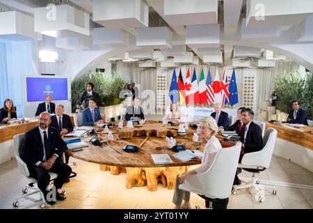 Italia, regione Puglia, Borgo Egnazia (Brindisi), 13 giugno 2024: La vetta del G7 a Borgo Egnazia, Italia meridionale. Il 50° summit del G7 riunirà i leader del gruppo dei sette stati membri nel resort Borgo Egnazia nel sud Italia dal 13 al 15 giugno 2024 foto © sintesi/Alamy Stock Photo Foto Stock