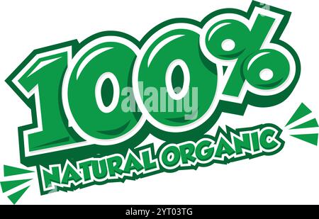 prodotto naturale e biologico al 100%. Emblema del cibo sano. Icona vettoriale per sfondo trasparente Illustrazione Vettoriale