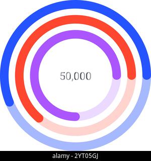 I diagrammi circolari colorati mostrano statistiche, dati aziendali e altre informazioni in modo visivamente accattivante, facilitandone la comprensione Illustrazione Vettoriale
