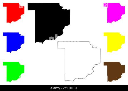 Sauk County, stato del Wisconsin (contea degli Stati Uniti, Stati Uniti d'America, Stati Uniti) mappa vettoriale, schizzo della mappa Sauk Illustrazione Vettoriale