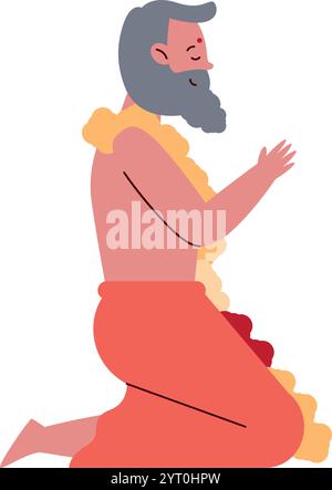 uomo indù che prega nel festival kumbh mela Illustrazione Vettoriale