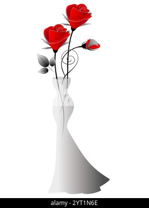 Rose in un vaso, elemento per il design. Illustrazione Vettoriale
