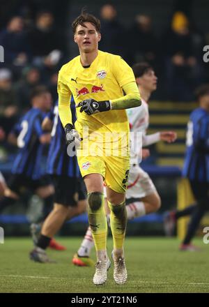 Milano, Italia. 26 novembre 2024. Fernando Dickes dell'RB Leipzig durante la partita di UEFA Youth League al Konami Youth Development Center in memoria di Giacinto Facchetti, Milano. Il credito per immagini dovrebbe essere: Jonathan Moscrop/Sportimage Credit: Sportimage Ltd/Alamy Live News Foto Stock