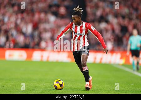 Bilbao, Spagna. 4 dicembre 2024. Nico Williams (Bilbao) calcio: Partita spagnola "LaLiga EA Sports" tra Athletic Club de Bilbao 2-1 Real Madrid CF all'Estadio de San Mames di Bilbao, Spagna. Crediti: Mutsu Kawamori/AFLO/Alamy Live News Foto Stock