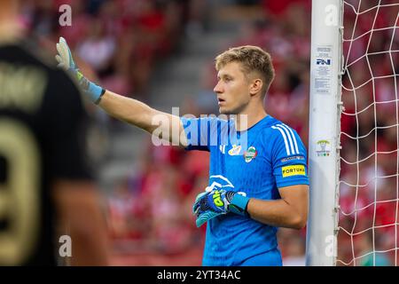 Lodz, Polonia. 23 agosto 2024. Maciej Kikolski di Radomiak visto durante la partita polacca di PKO Ekstraklasa League tra Widzew Lodz e Radomiak Radom allo stadio municipale di Widzew Lodz. Punteggio finale; Widzew Lodz 3:2 Radomiak Radom. (Foto di Mikolaj Barbanell/SOPA Images/Sipa USA) credito: SIPA USA/Alamy Live News Foto Stock