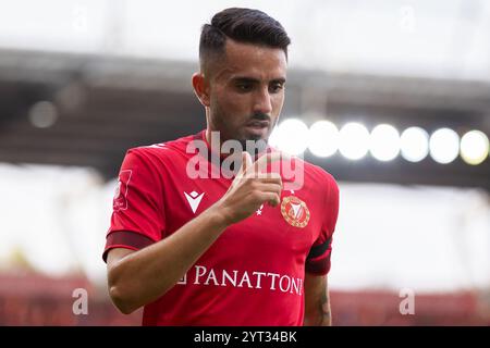 Lodz, Polonia. 23 agosto 2024. Fran Alvarez di Widzew visto durante la partita polacca di PKO Ekstraklasa League tra Widzew Lodz e Radomiak Radom al Widzew Lodz Municipal Stadium. Punteggio finale; Widzew Lodz 3:2 Radomiak Radom. (Foto di Mikolaj Barbanell/SOPA Images/Sipa USA) credito: SIPA USA/Alamy Live News Foto Stock