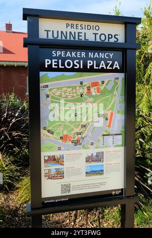 Mappa dell'area Presidio Tunnel Tops presso Speaker Nancy Pelosi Plaza; San Francisco, California; un parco nazionale aperto al pubblico nel luglio 2022 Foto Stock