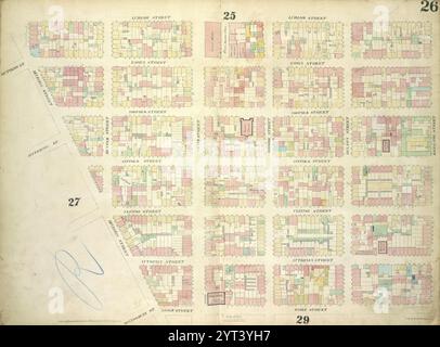 Placca 26: Mappa delimitata da Ludlow Street, Rivington Street, Ridge Street, Division Street; incluso Rutgers St, Essex Street, Norfolk Street, Jefferson St, Suffolk Street, Clinton Street, Attorney Street, Montgomery St, Grand Street, Broome Street, Delancy Street Foto Stock