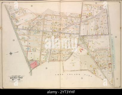 Queens, Vol. 2, Double Page Plate No. 15; Part of Ward Two Woodside; [Map bounded by Kelly Ave., Woodside Ave., Greepoint Ave., Thomson Ave.; including Astoria Road (Highway to Calvary Cemetery) (Celtic Ave.), Middleburg Ave., Jackson Ave., Solon St., Mecke St.] 1908 - 1912 Foto Stock