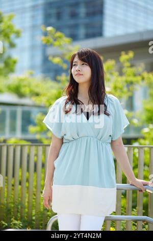 Donna con bellissimi capelli Foto Stock