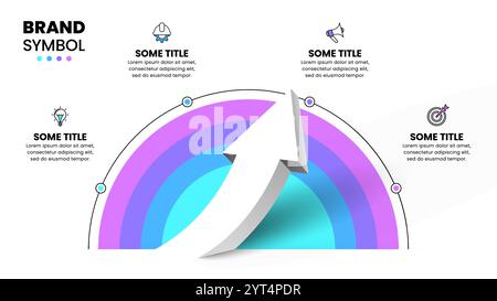 Modello infografico con icone e 4 opzioni o passaggi. Freccia. Può essere utilizzato per il layout del flusso di lavoro, il diagramma, il banner, il webdesign. Illustrazione vettoriale Illustrazione Vettoriale