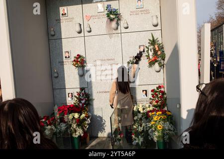 Torino, Italia. 6 dicembre 2024. ThyssenKrupp cerimonia commemorativa della tragedia in occasione del 17° anniversario al Cimitero Monumentale di Torino, Italia - venerdì 6 dicembre 2024 - News - Andrea Alfano/LaPresse credito: LaPresse/Alamy Live News Foto Stock