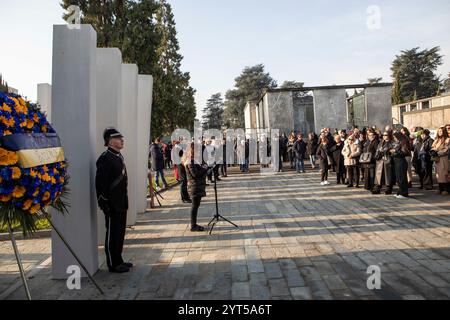 Torino, Italia. 6 dicembre 2024. ThyssenKrupp cerimonia commemorativa della tragedia in occasione del 17° anniversario al Cimitero Monumentale di Torino, Italia - venerdì 6 dicembre 2024 - News - Andrea Alfano/LaPresse credito: LaPresse/Alamy Live News Foto Stock