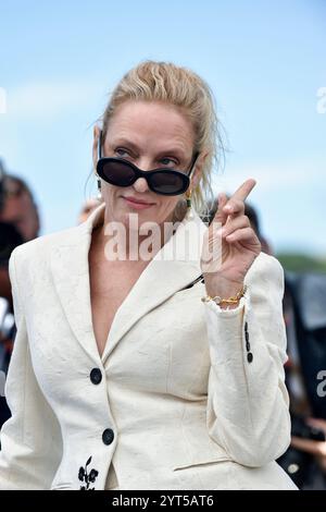 77° Festival di Cannes, 18 maggio 2024: L'attrice Uma Thurman posa durante la fotocall del film Oh, Canada *** Local Caption *** Foto Stock