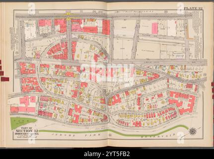 Double Page Plate No. 32, parte della sezione 12, Borough of the Bronx: [Delimitato da Broadway, W. 236th Street, Bailey Avenue, Bailey Place, ft. Independence Street, W. 238th Street, (Jerome Park Reservoir) Sedgwick Avenue e W. 230th Street] 1938 - 1957 Foto Stock