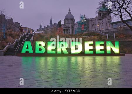 Insegna di Aberdeen a Union Terrace Gardens Aberdeen Scozia novembre 2024 Foto Stock