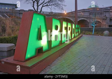 Insegna di Aberdeen a Union Terrace Gardens Aberdeen Scozia novembre 2024 Foto Stock