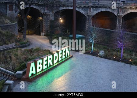 Insegna di Aberdeen a Union Terrace Gardens Aberdeen Scozia novembre 2024 Foto Stock