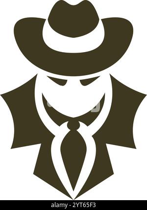 Modello di disegno dell'icona del logo detective Illustrazione Vettoriale