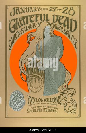Grateful Dead, Quicksilver Messenger Service, Avalon Ballroom, poster concerto vintage di mouse Kelly, Family Dog 1967 Foto Stock