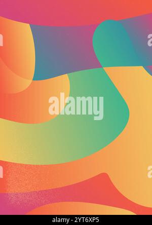 Sfumatura texture rétro in tonalità calde. Sfondo gradiente astratto con flusso. La sottile trama granulosa aggiunge un'illustrazione vettoriale retrò e dinamica Illustrazione Vettoriale