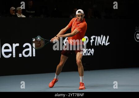 Londra, Regno Unito. 6 dicembre 2024. Londra, Inghilterra, 6 dicembre 2024: La Francia Hugo Humbert durante la Grand Final UTS 2024 alla Copperbox Arena di Londra, Inghilterra (Alexander Canillas/SPP) crediti: SPP Sport Press Photo. /Alamy Live News Foto Stock