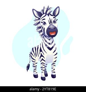 Carina zebra dei cartoni animati isolata Illustrazione Vettoriale