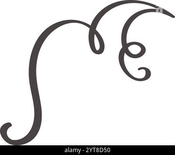 Disegnato a mano, l'elegante fioritura crea una lettera m stilizzata, caratterizzata da intricati vortici e ricci decorativi, perfetta per valorizzare vari design Illustrazione Vettoriale