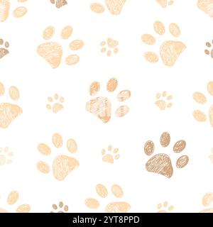 La zampa marrone arancione beige stampa un motivo in tessuto senza cuciture Illustrazione Vettoriale