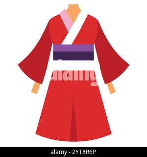 Kimono Fighting Modern Dress Vector Fashion ArtWork Design for Printable Graphics Illustrazione Vettoriale