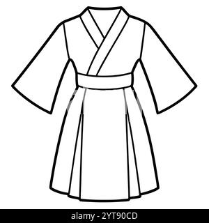 Kimono Fighting Modern Dress Vector Fashion ArtWork Design for Printable Graphics Illustrazione Vettoriale