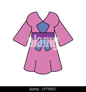 Kimono Fighting Modern Dress Vector Fashion ArtWork Design for Printable Graphics Illustrazione Vettoriale