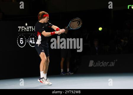 Londra, Regno Unito. 6 dicembre 2024. Londra, Inghilterra, 6 dicembre 2024: Andrey Rublev della Russia durante la Grand Final UTS 2024 alla Copperbox Arena di Londra, Inghilterra (Alexander Canillas/SPP) credito: SPP Sport Press Photo. /Alamy Live News Foto Stock