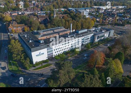Vista aerea del Wiltshire College & University Centre Salisbury, Salisbury, Wiltshire, Regno Unito. Foto Stock