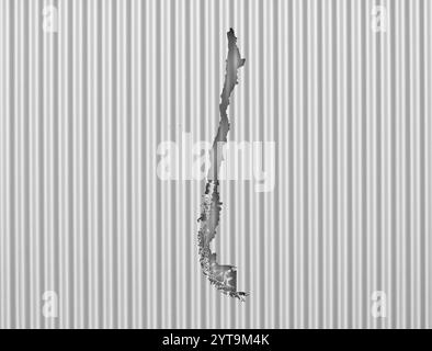 Mappa di Cile su ferro corrugato Foto Stock