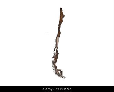 Mappa di Cile su metallo arrugginito Foto Stock