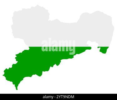 Bandiera sulla mappa della Sassonia Foto Stock