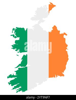 Bandiera sulla mappa dell'Irlanda Foto Stock