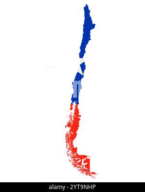 Bandiera sulla mappa del Cile Foto Stock