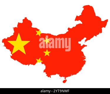 Bandiera nella mappa della Cina Foto Stock