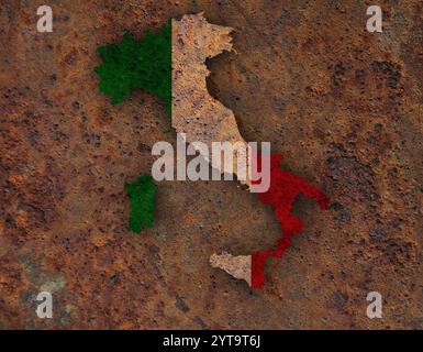 Mappa dell'Italia su texture Foto Stock